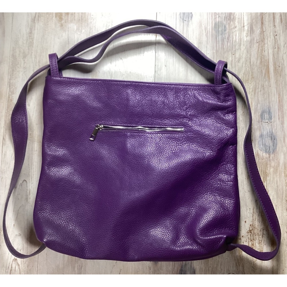 Uno Alla Volta Purple Pebbled Leather Convertible Backpack Shoulder Bag Italy